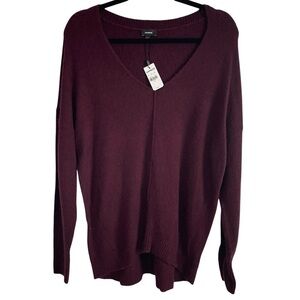 NWT wool blend Express burgundy v neck sweater oversized size medium
